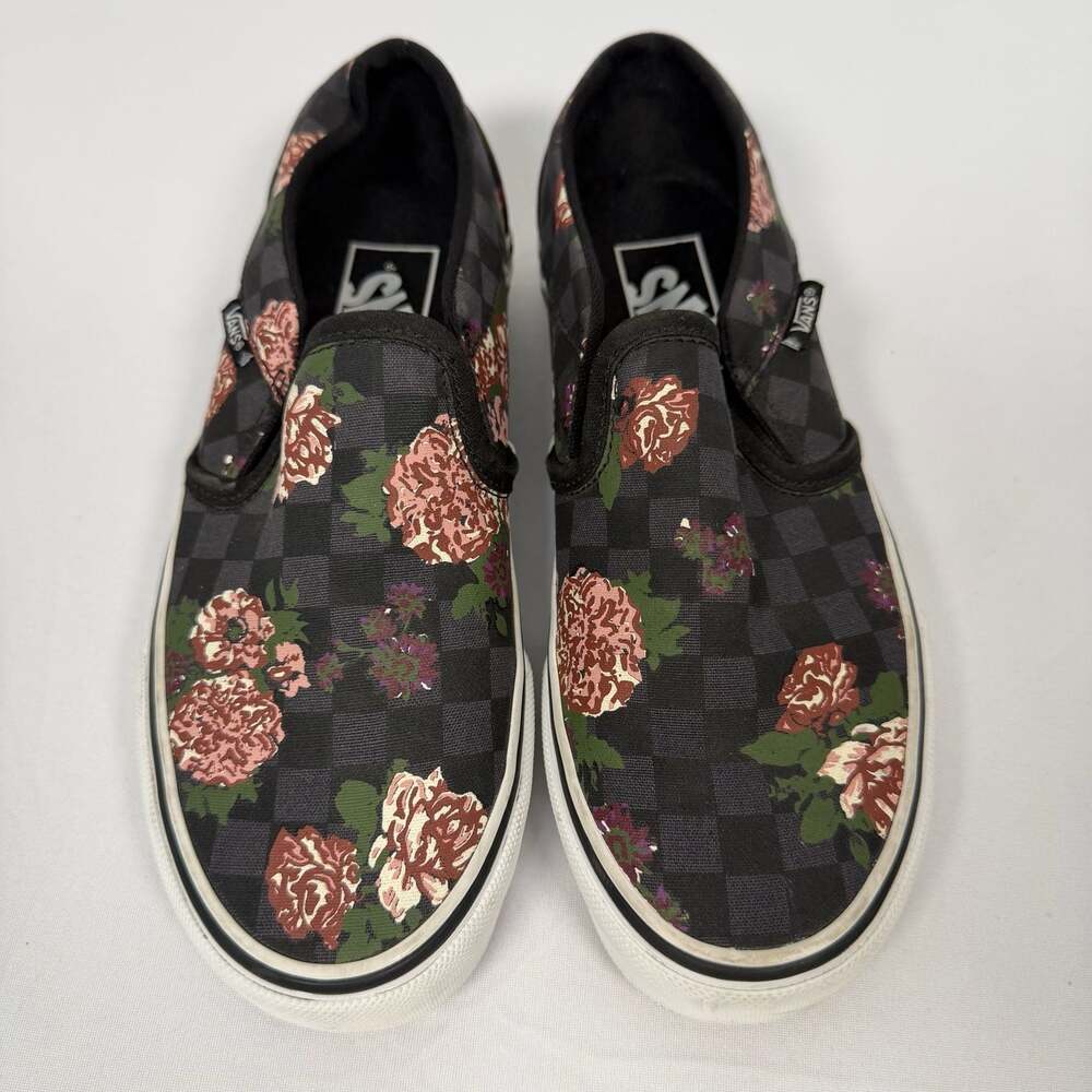 Vans Classic Slip-On Checkerboard Floral Sneakers Women's Size 6.5 - Picture 2 of 7